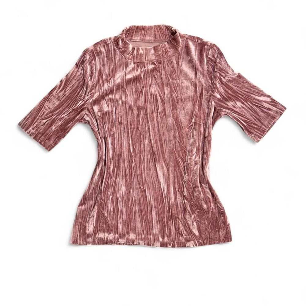 Pilcro Anthropologie Mauve Velvet Mock Neck Top Size Small